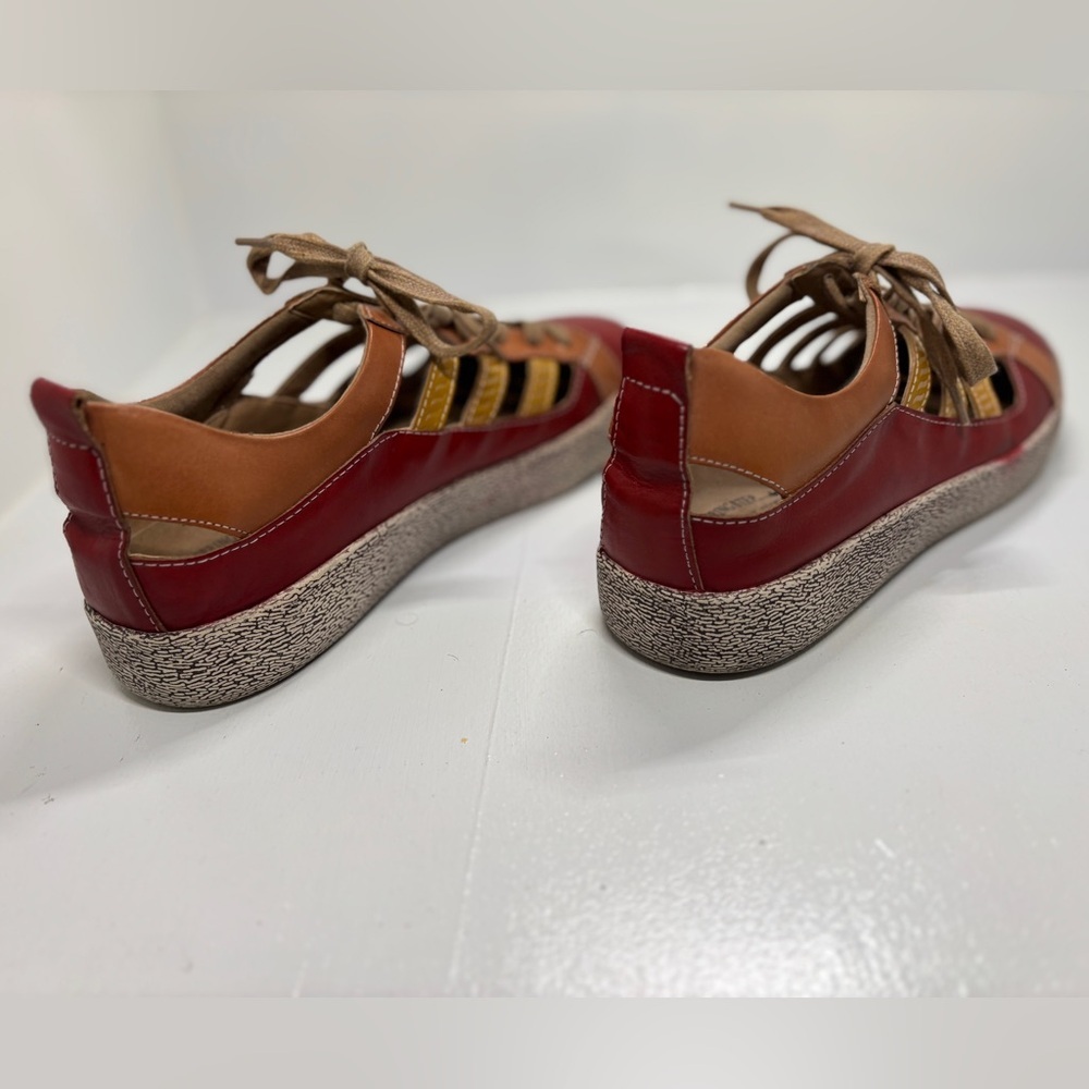 L’Artiste Spring Step “Porscha” Leather Sneakers EU 41 US 10–10.5 Red Colorblock - Picture 6 of 11